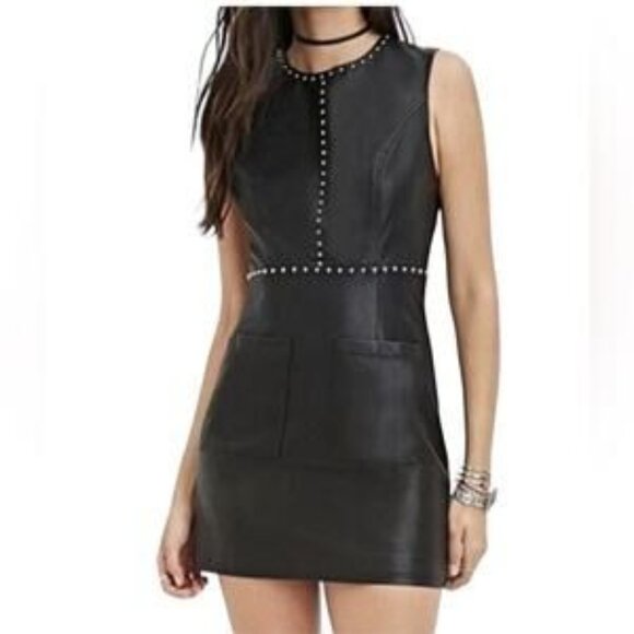 Forever 21 Dresses & Skirts - Forever 21 Black Leather Rivet Dress